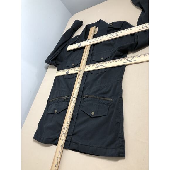 Lily Aldridge Jacket Coat Women’s 6 Blue Full Zipper Front Long Sleeve Military - Picture 10 of 13